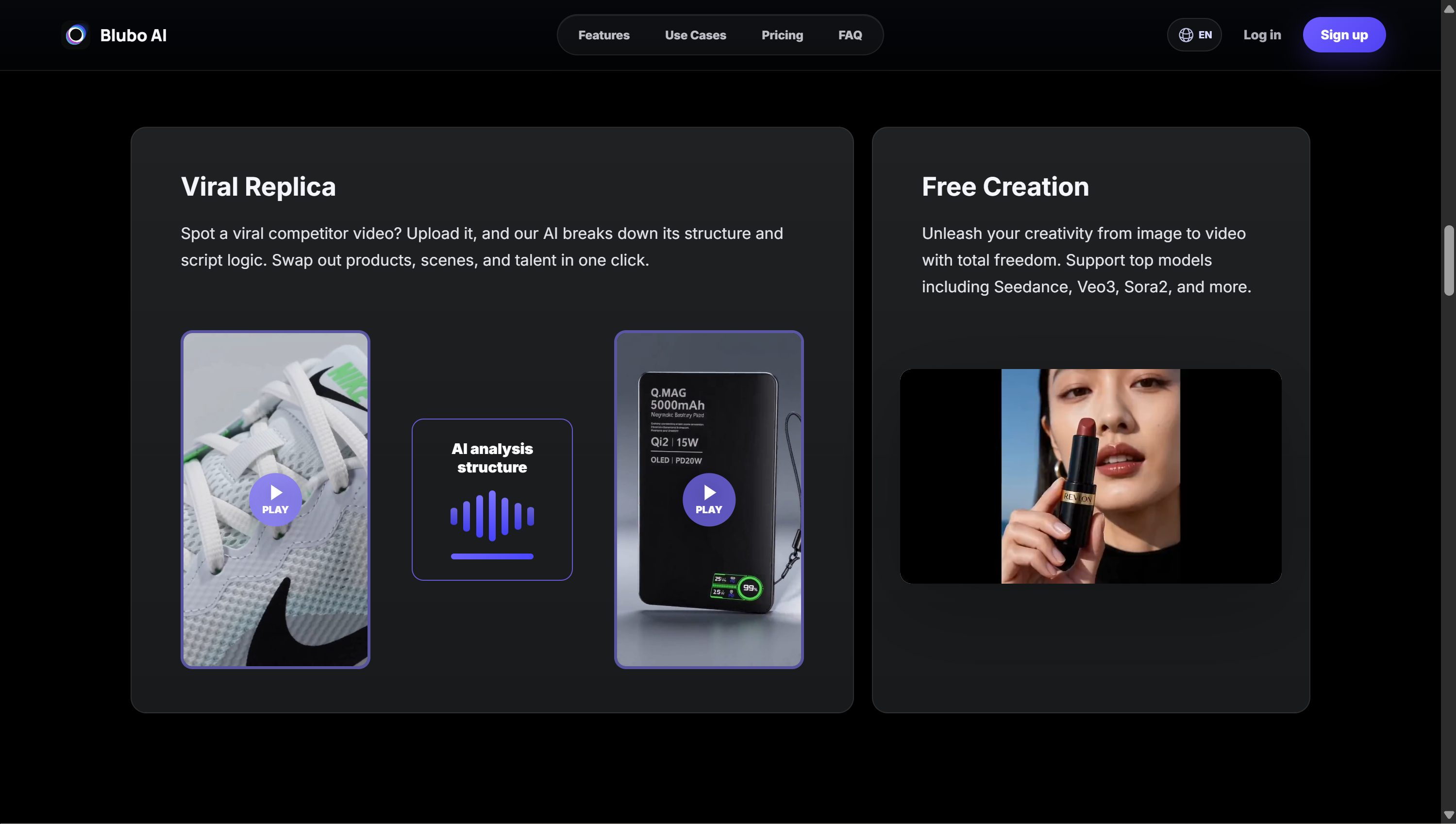 BluboAI viral replica and free creation workflow